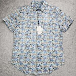 Robert Graham Mens Small Radnor Shirt Floral Linen Short Sleeve Button Up NEW
